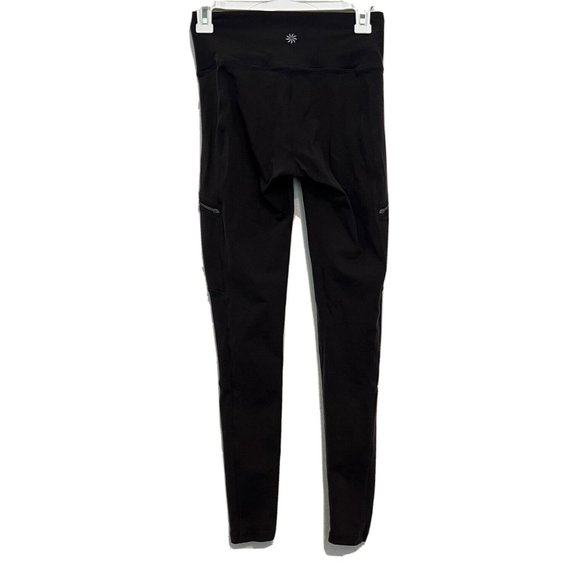 2017 Dark Gray Athleta Leggings Side Zipper Pockets Yoga Workout Women Size XS - Picture 2 of 15